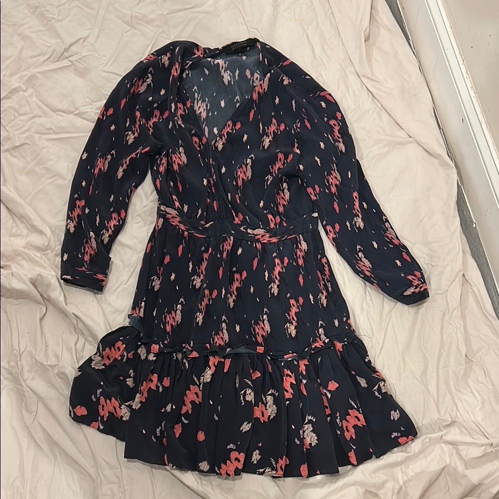 All Saints Pink and Orange Ruffled Tiered Sundress